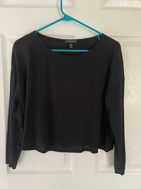 Eileen Fisher Black Long-Sleeve Silk top Small Petite